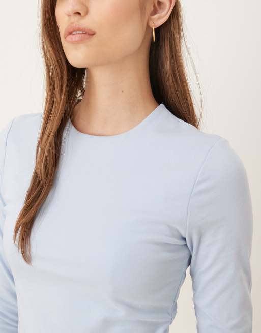 Abercrombie & Fitch long sleeve seamless baby tee in blue, 4 of 4