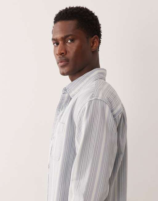 Abercrombie & Fitch long sleeve shirt in blue stripe, 4 of 5