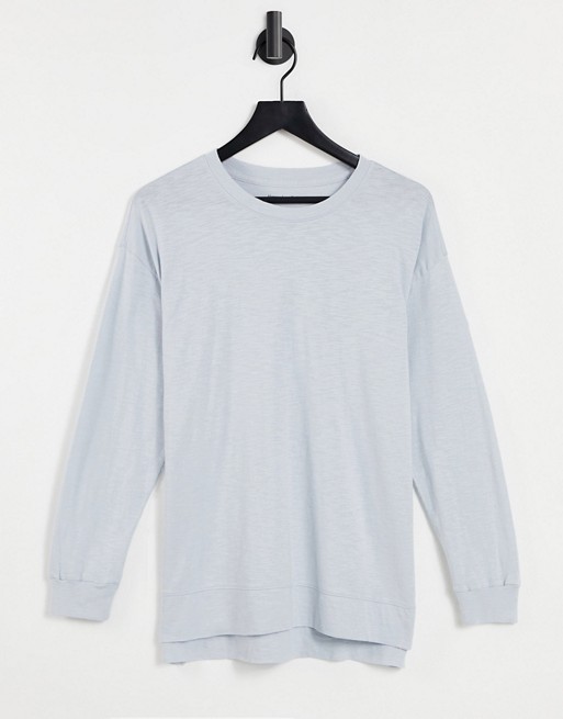 Abercrombie & Fitch long sleeve slouch t shirt in light blue