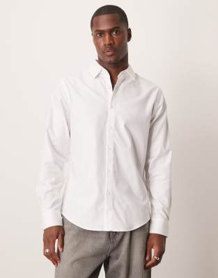 long sleeve suit shirt in white