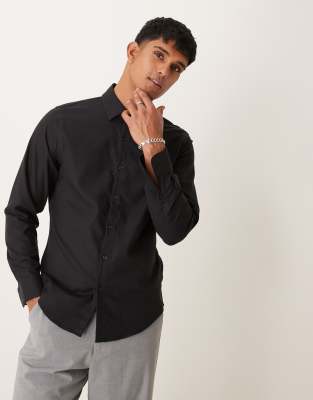 Abercrombie & Fitch long sleeve suiting shirt in black