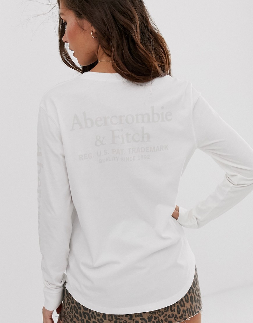 Abercrombie & Fitch Long Sleeve T-shirt With Sleeve Logo In White