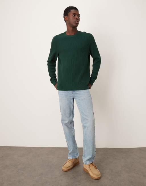 Abercrombie & Fitch long sleeve waffle top in green, 2 of 5