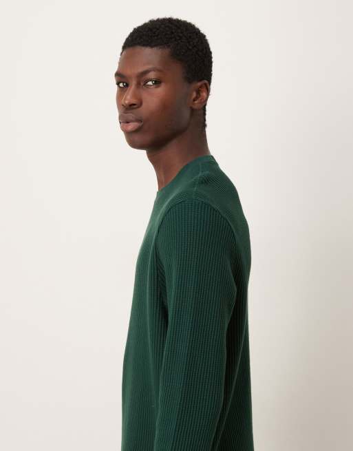 Abercrombie & Fitch long sleeve waffle top in green, 4 of 5