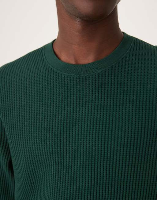 Abercrombie & Fitch long sleeve waffle top in green, 5 of 5