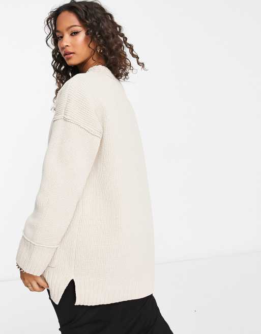 Abercrombie Fitch long slouchy cardigan in stone