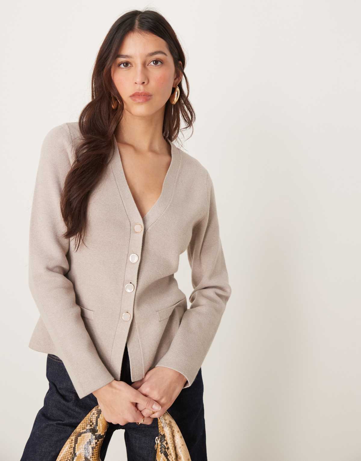 Abercrombie & Fitch longline cardi in grey