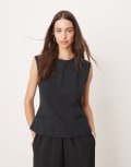 [Abercrombie & Fitch] Abercrombie & Fitch longline tailored top in black 2XS Black beauty