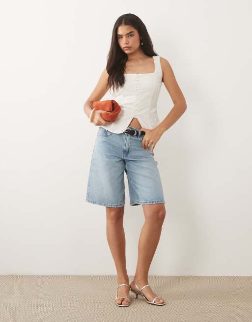 Abercrombie & Fitch – Longline-Trägertop in Cremeweiß mit eckigem Ausschnitt, 2 von 4