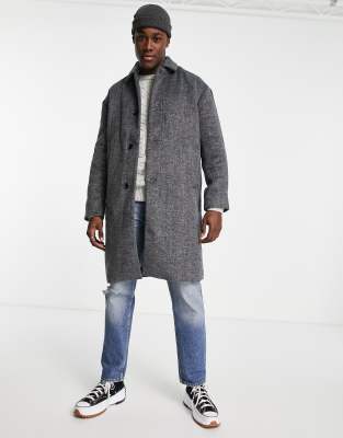 Abercrombie & Fitch longline wool overcoat in grey marl