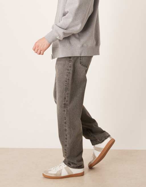 Abercrombie & Fitch loose 5 pocket jeans in grey, 3 of 5