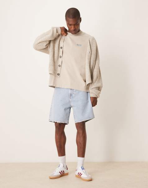 Abercrombie & Fitch loose denim shorts in light wash blue - view 1