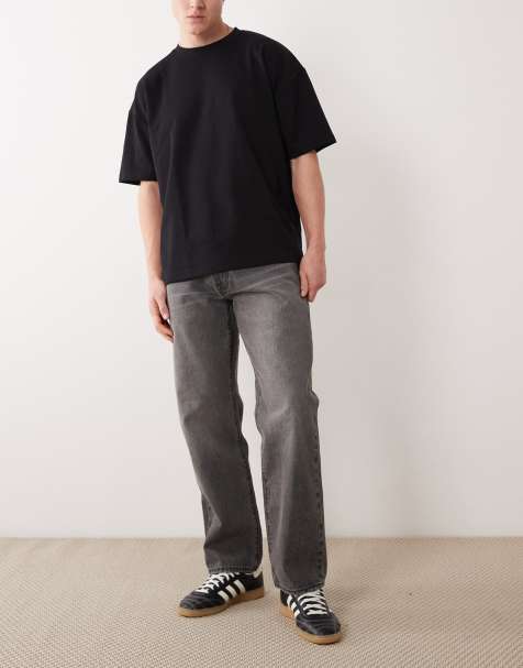 Abercrombie & Fitch loose fit jeans with pocket abrasions in washed grey - view 1