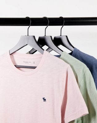 Lots Abercrombie & Fitch - Lot de 3 t-shirts à logo emblématique - Rose