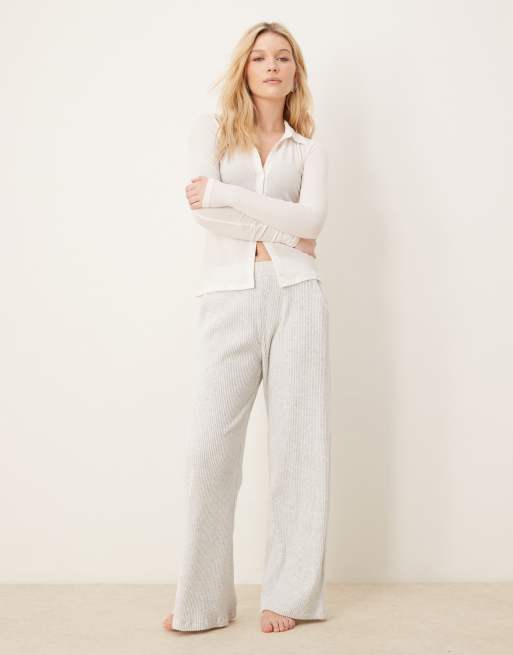 Abercrombie & Fitch lounge cozy wide leg ribbed sweatpants in heather gray