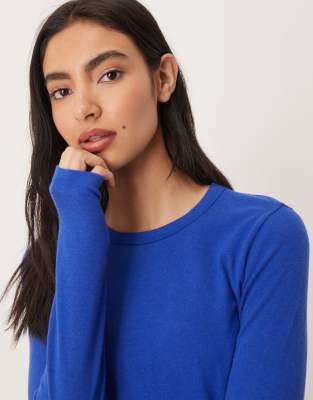 Abercrombie & Fitch Loungewear Long Sleeve Crew Neck Top In Blue