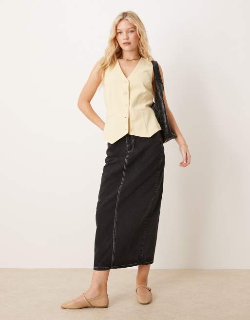 Abercrombie & Fitch low neckline vest in yellow, 4 of 4