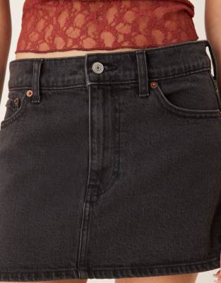Abercrombie & Fitch Low Rise Denim Mini Skort In Black