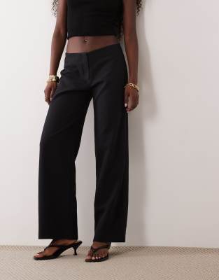 Abercrombie & Fitch Low Rise Wide Leg Pants In Black