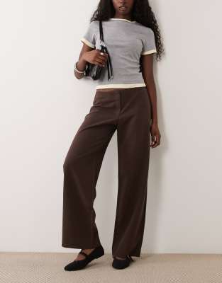 Abercrombie & Fitch Low Rise Wide Leg Pants In Brown