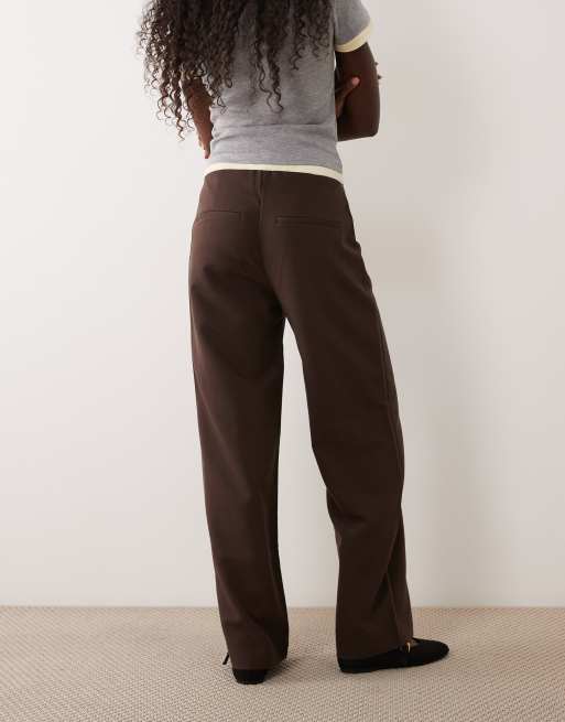 Abercrombie & Fitch low rise wide leg trousers in brown, 5 of 5