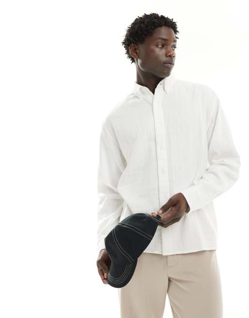 Abercrombie & Fitch - Luchtig oversized overhemd in wit