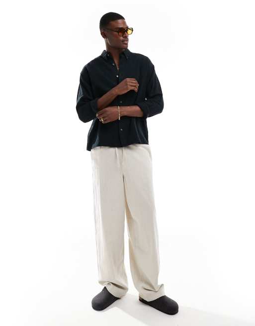 Abercrombie & Fitch - Luchtig oversized overhemd in zwart