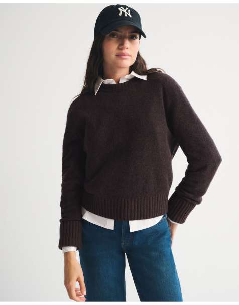 Abercrombie & Fitch Madeline crew sweater in dark coffee pattern - view 1