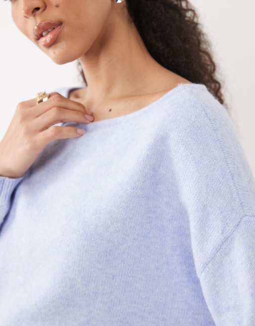 Abercrombie & Fitch - Maglione blu con scollo morbido, 3 di 4
