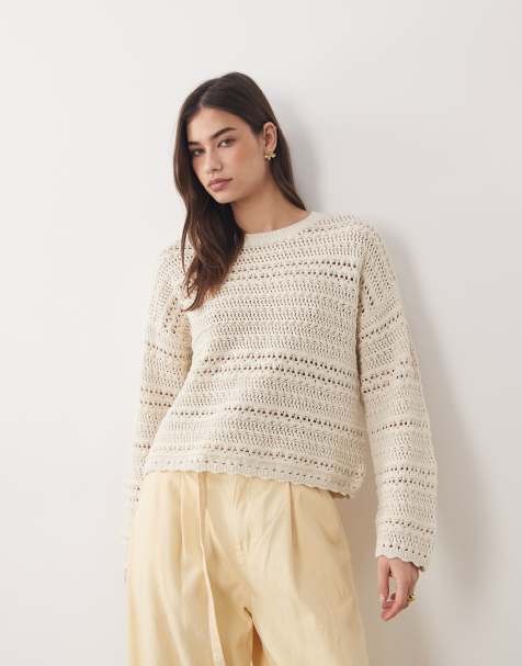 Abercrombie & Fitch - Maglione bohémien all'uncinetto beige - view 1