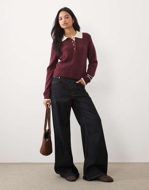 Abercrombie & Fitch maglione con scollo a V rosso - view 1