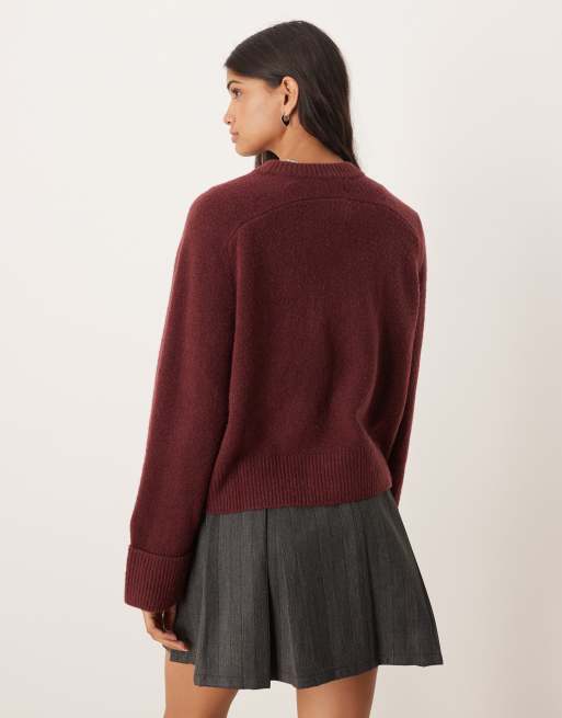 Abercrombie & Fitch - Maglione girocollo bordeaux, 4 di 4