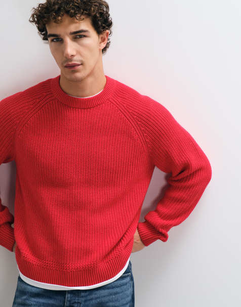 Abercrombie & Fitch maglione girocollo in cotone rosso - view 1