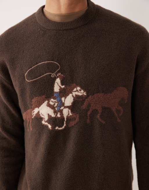 Maglione Da Cowboy Uomo Vintage: Felpa Invernale A Maniche Lunghe Con Bottoni, Stile Western E Grafica Geometrica, Capospalla Casual Caldo