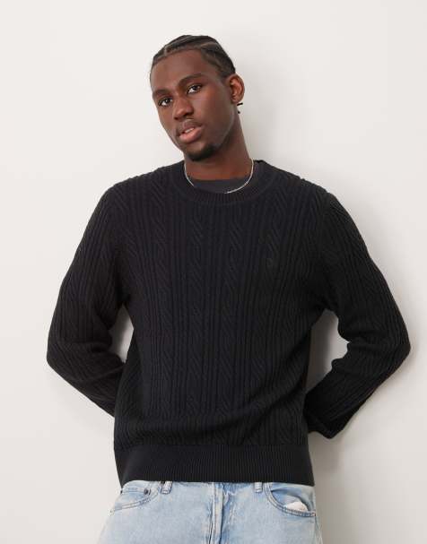 Abercrombie & Fitch - Maglione nero lavorato a trecce in lana merino - view 1