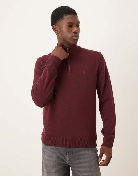 Abercrombie & Fitch - Maglione rosso con icona del logo e zip corta - view 1