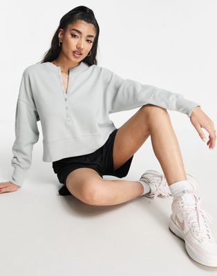 Abercrombie & Fitch 90's henley sweater in grey - ASOS Price Checker