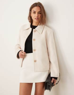 Abercrombie & Fitch - Manteau court en laine - Crème-Blanc