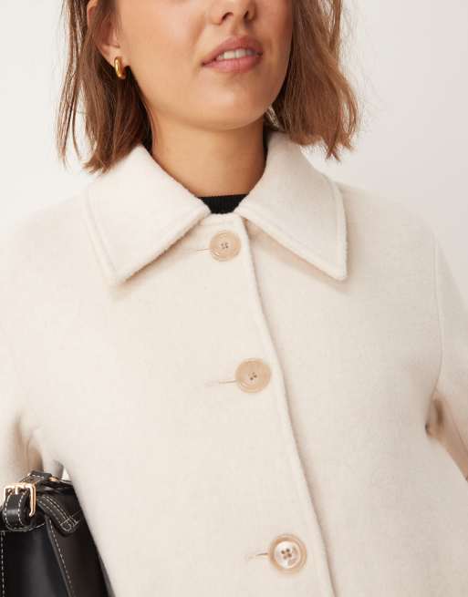 Abercrombie Fitch Manteau court en laine Crème ASOS
