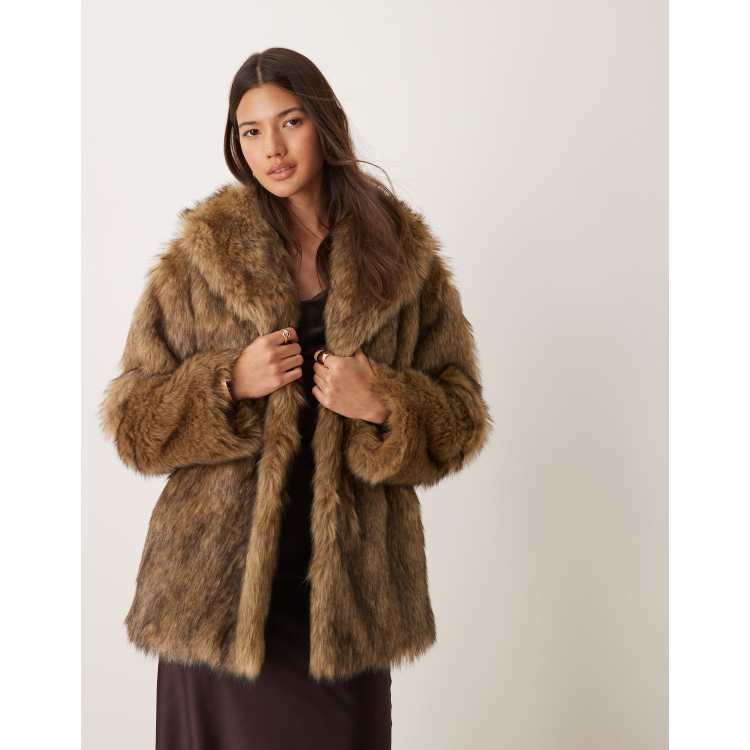 Abercrombie Fitch Manteau en fausse fourrure Marron ASOS