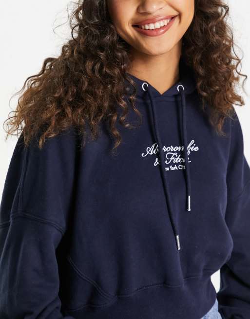 Abercrombie & Fitch – Marinblå huvtröja med logga, 3 av 4