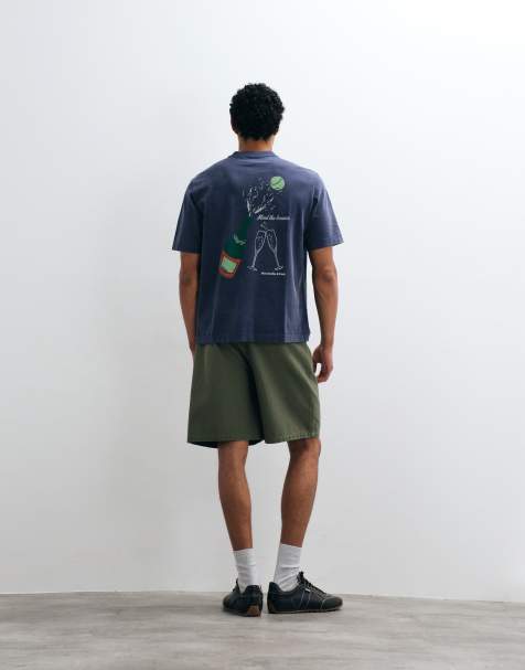 Abercrombie & Fitch – Marinblå t-shirt med Wimbledon-tryck baktill - view 1