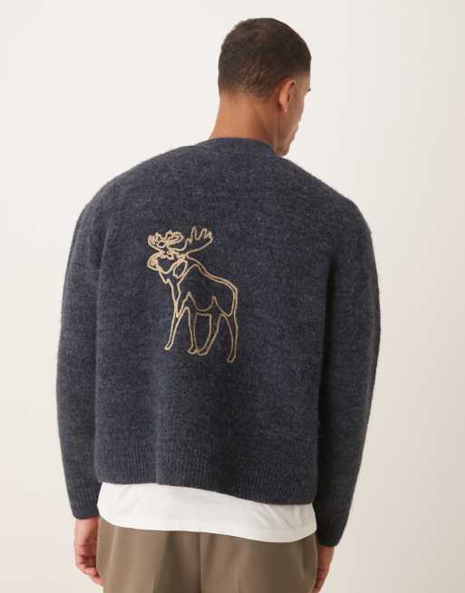 Abercrombie & Fitch - Marineblå og oversized cardigan med logo, 3 af 5