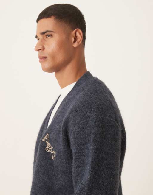 Abercrombie & Fitch - Marineblå og oversized cardigan med logo, 4 af 5