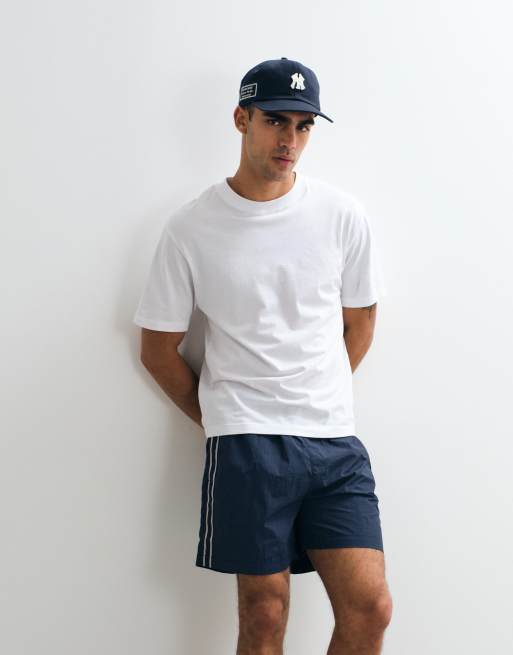 Abercrombie & Fitch - Marineblå shorts med sidestriber i nylon, 5 af 5