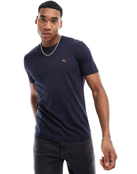 Abercrombie & Fitch - Marineblå T-shirt med livagtigt logo - view 1