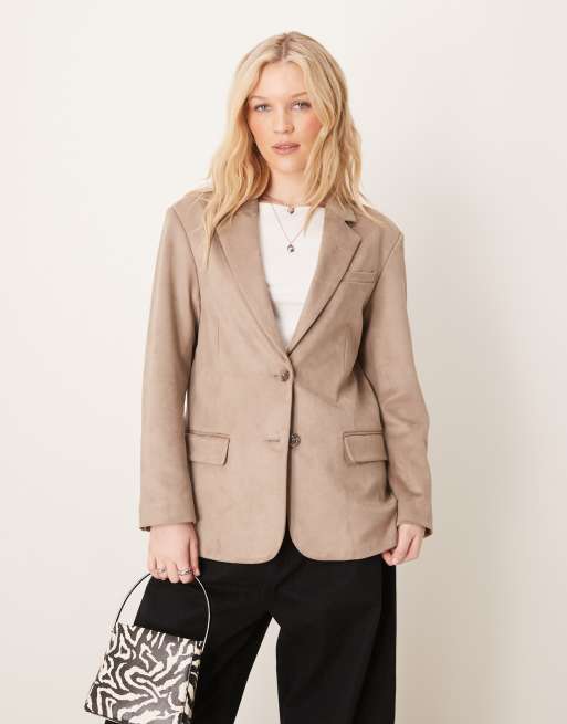 Abercrombie & Fitch – Marynarka zamszowa w kolorze taupe