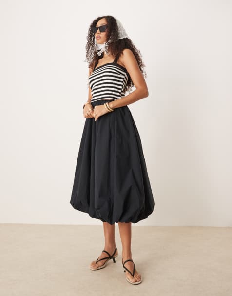 Abercrombie & Fitch - Maxi rok met hoge taille en bobbelstructuur in zwart - view 1