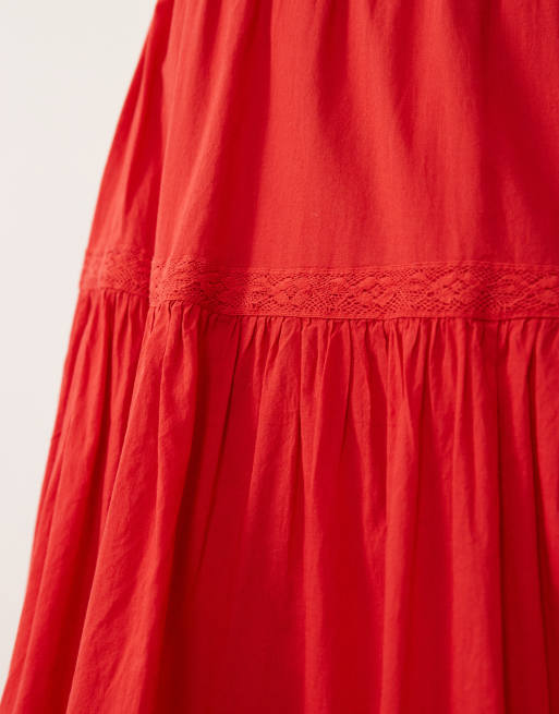 Abercrombie & Fitch - Maxi rok met stroken in rood, 5 van 5