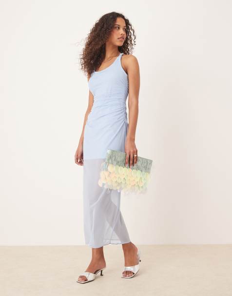 Abercrombie & Fitch mesh racerback maxi dress in blue - view 1